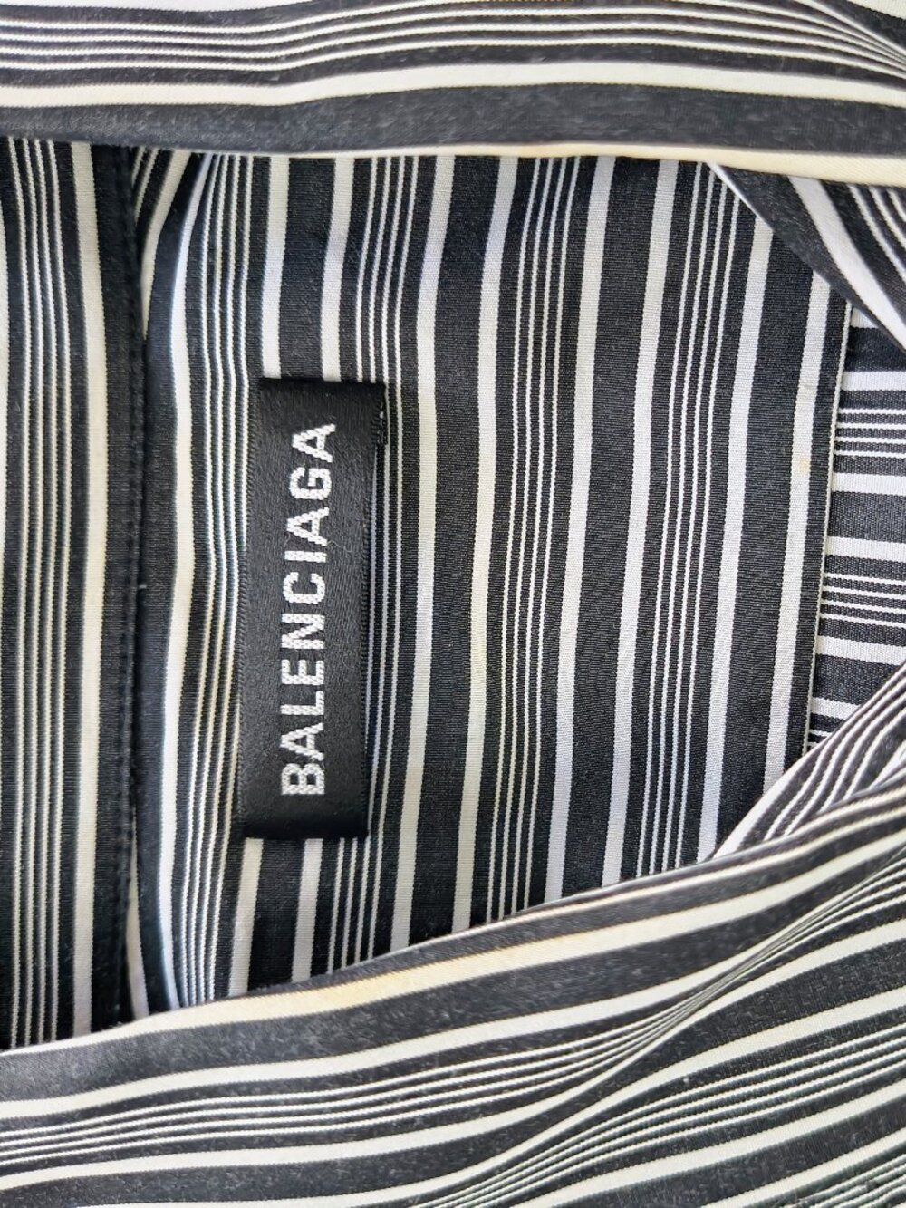 Balenciaga Logo Back Striped Long Sleeve Button Down Shirt - Size 38